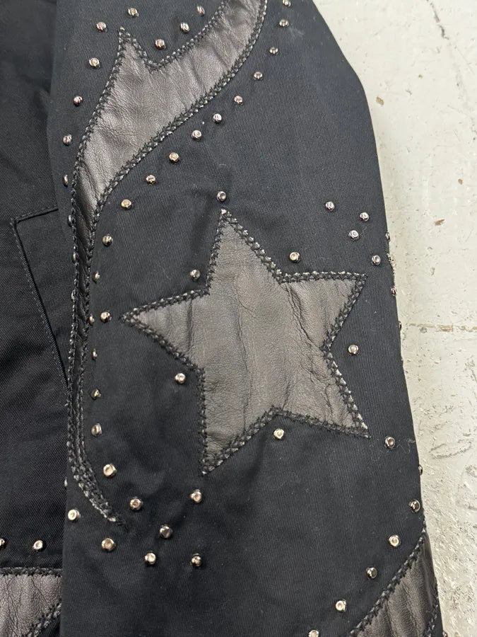2010s Cavalli Black Studded Star Bomber Jacket RmyGenK 10