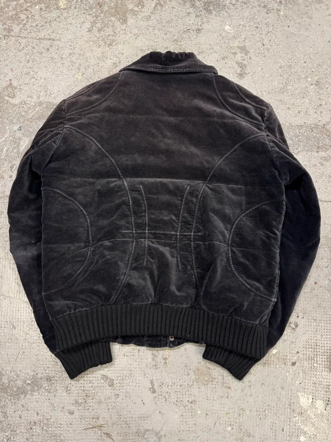 2000s Cavalli Black Velvet Bomber Jacket kRImMQX 5