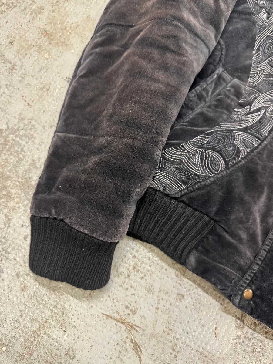 2000s Cavalli Black Velvet Bomber Jacket kRImMQX 6