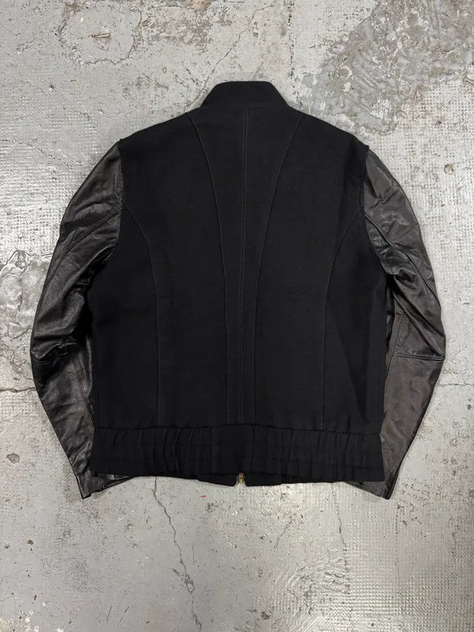 2000s Cavalli Black Wool & Leather Multi Zips Jacket FDbxchO 3