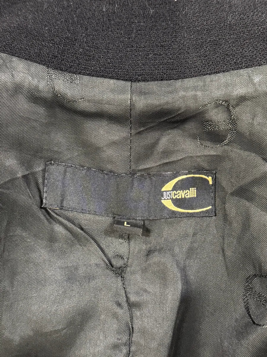 2000s Cavalli Black Wool & Leather Multi Zips Jacket FDbxchO 8