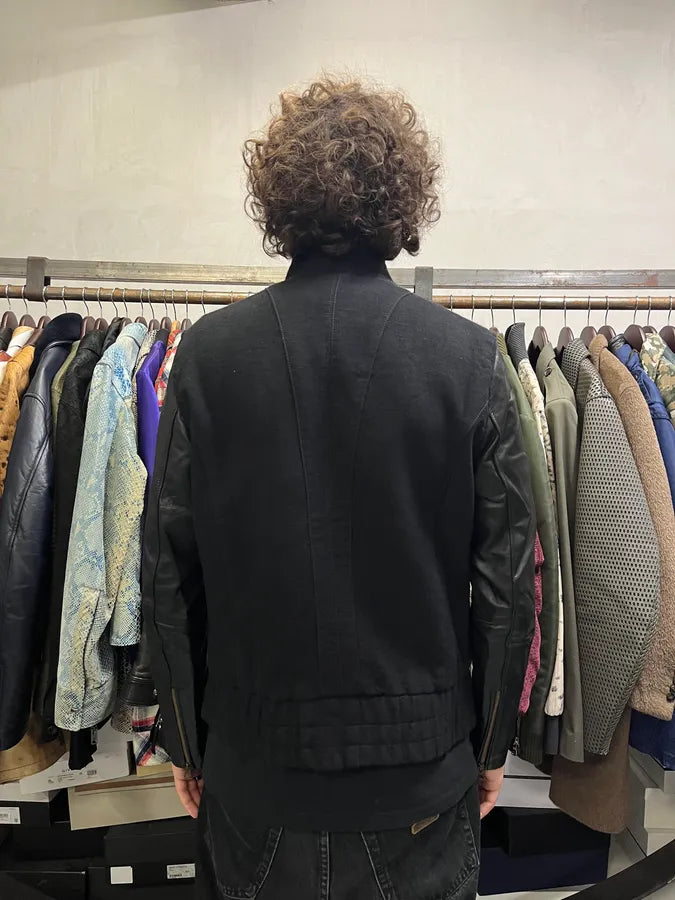 2000s Cavalli Black Wool & Leather Multi Zips Jacket FDbxchO 4