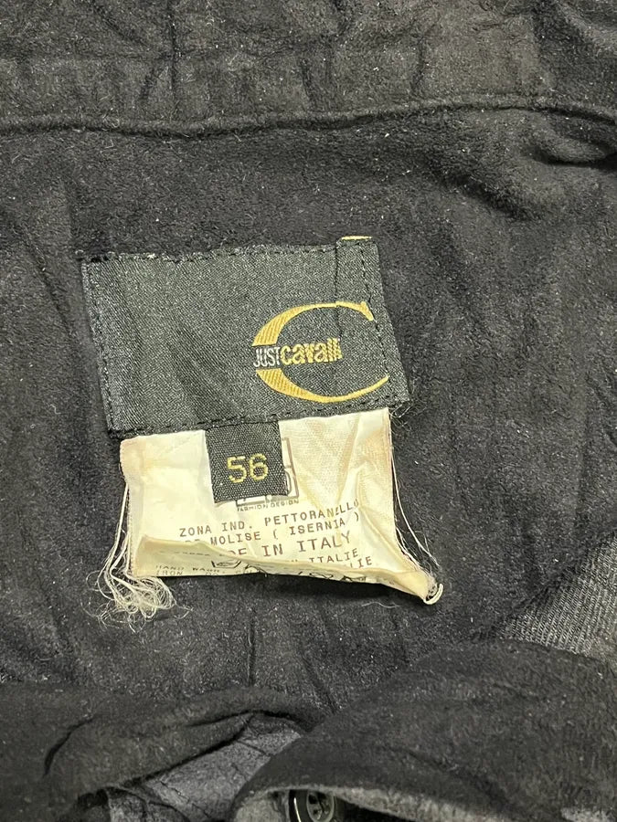 2000s Cavalli Black Wrinkle Effect Velvet Shirt EOhJFVp 9