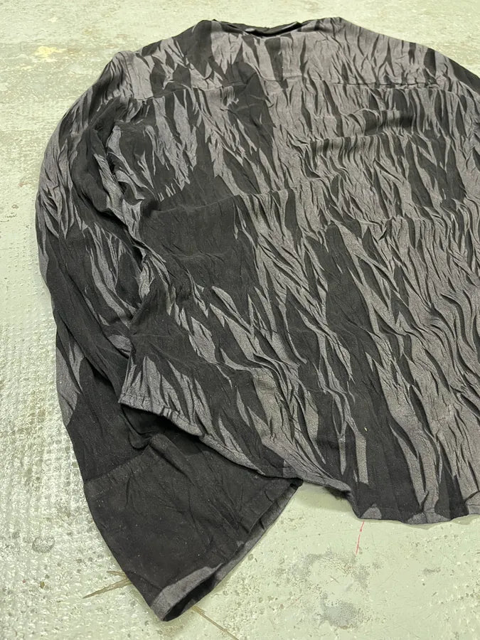 2000s Cavalli Black Wrinkle Effect Velvet Shirt EOhJFVp 7