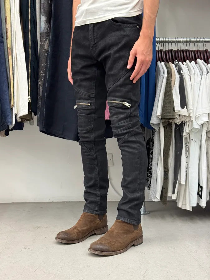 AW2018 Cavalli Black Rock Biker Denim Jeans cPQwZIo 2