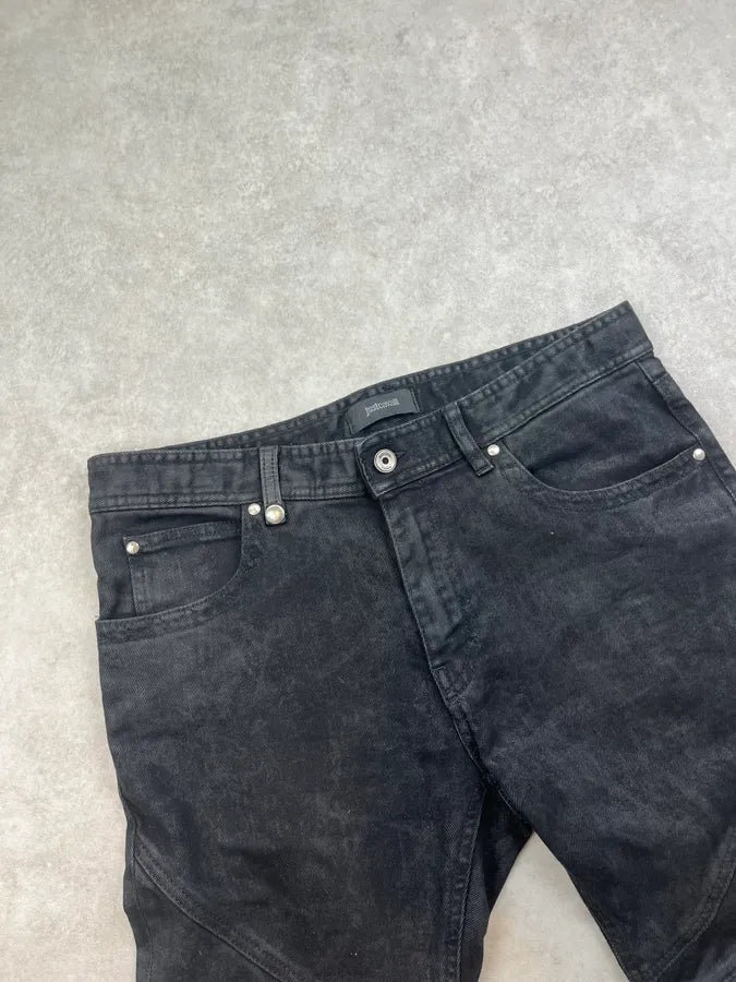 AW2018 Cavalli Black Rock Biker Denim Jeans cPQwZIo 4
