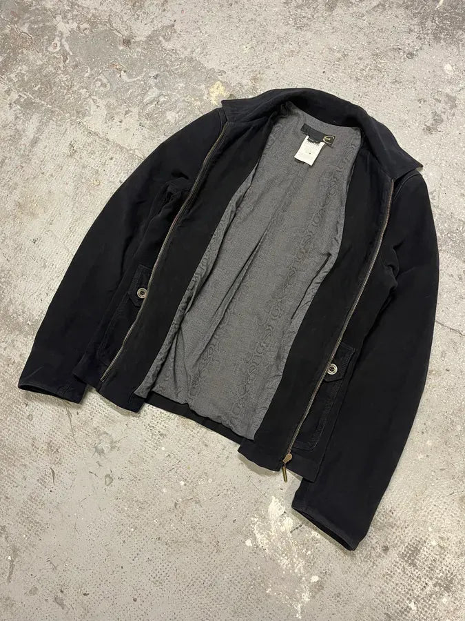 2000s Cavalli Black Zip-Up Suede Jacket CNBglKm 4