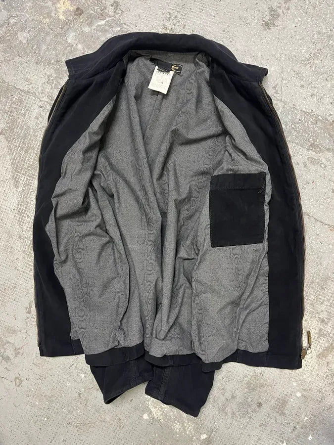2000s Cavalli Black Zip-Up Suede Jacket CNBglKm 5