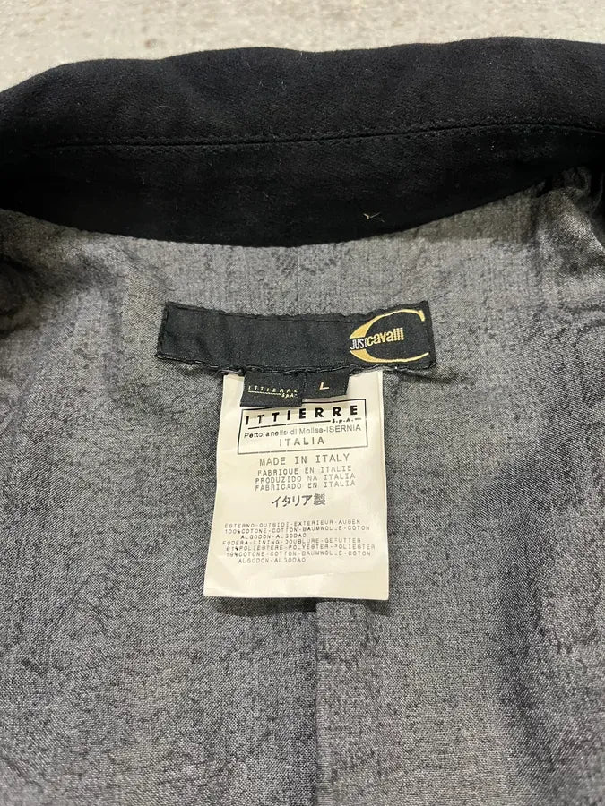 2000s Cavalli Black Zip-Up Suede Jacket CNBglKm 8