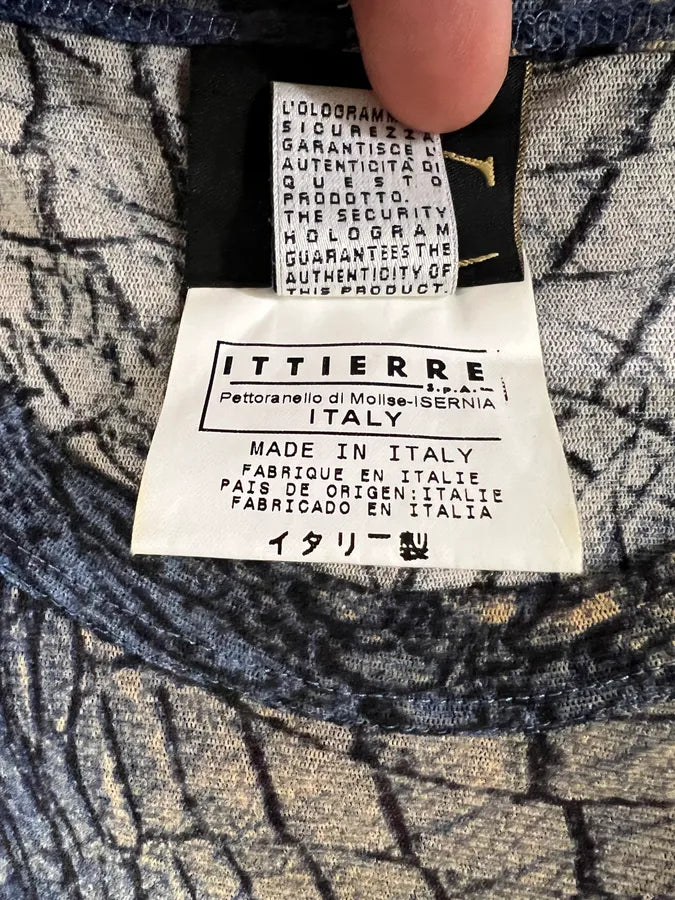 2000s Cavalli Blue & Beige Crocodile Effect Longsleeves (XL) 3