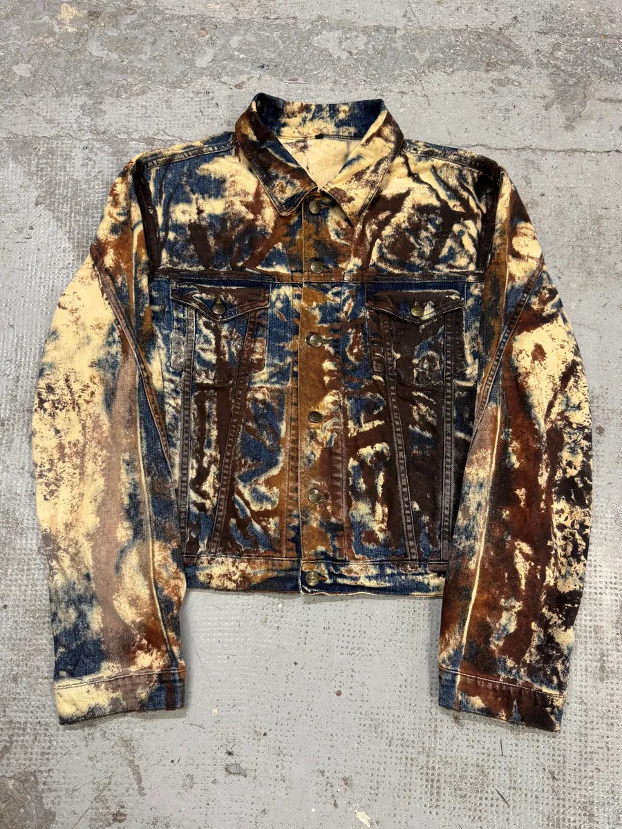 2000s Cavalli Blue & Brown Eroded Rust Denim Jacket GfTtvJG 0