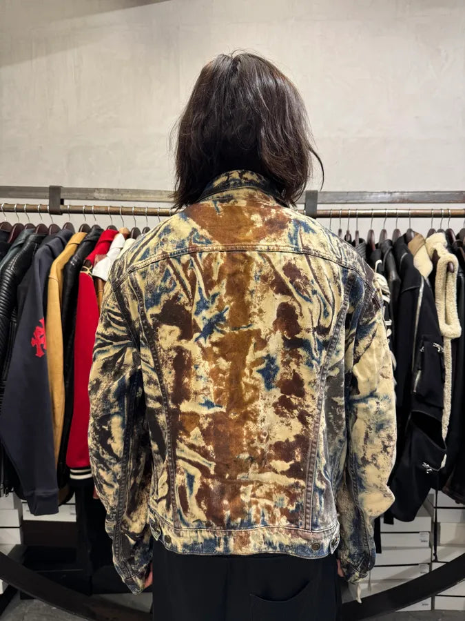 2000s Cavalli Blue & Brown Eroded Rust Denim Jacket GfTtvJG 2