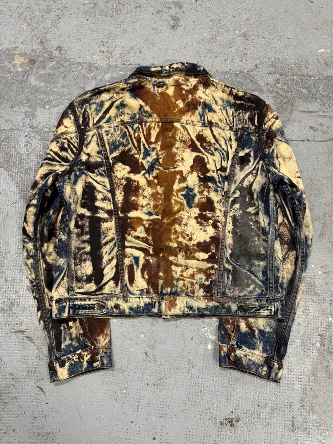 2000s Cavalli Blue & Brown Eroded Rust Denim Jacket GfTtvJG 4
