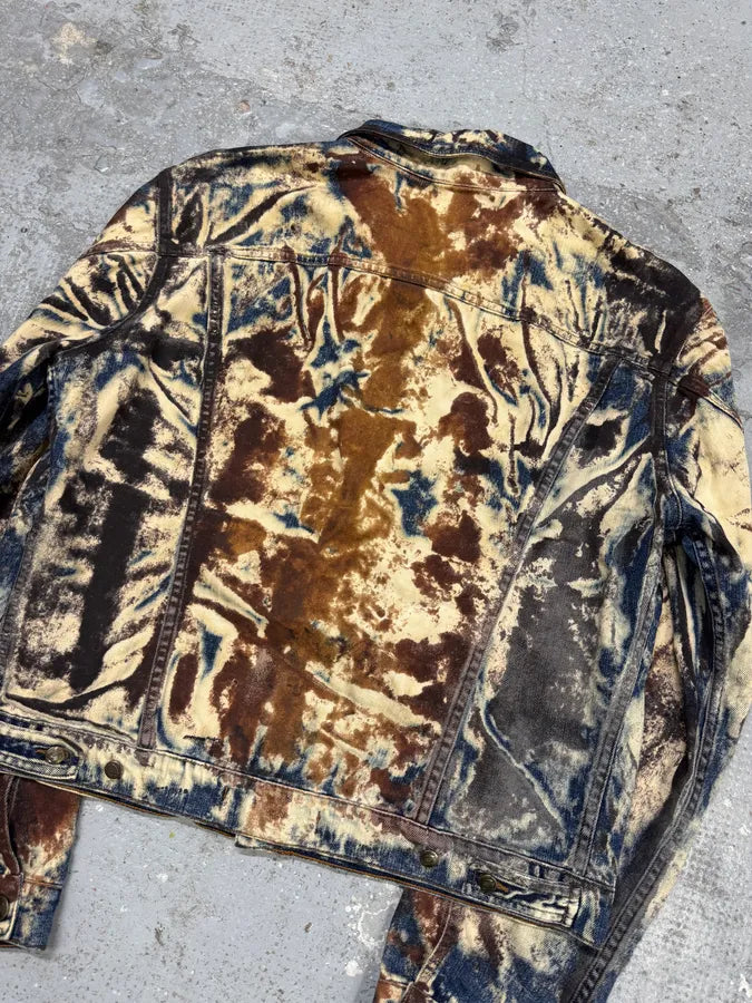 2000s Cavalli Blue & Brown Eroded Rust Denim Jacket GfTtvJG 5