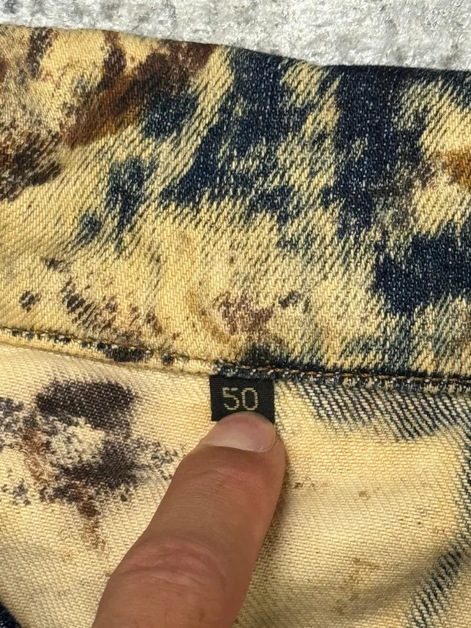 2000s Cavalli Blue & Brown Eroded Rust Denim Jacket GfTtvJG 6