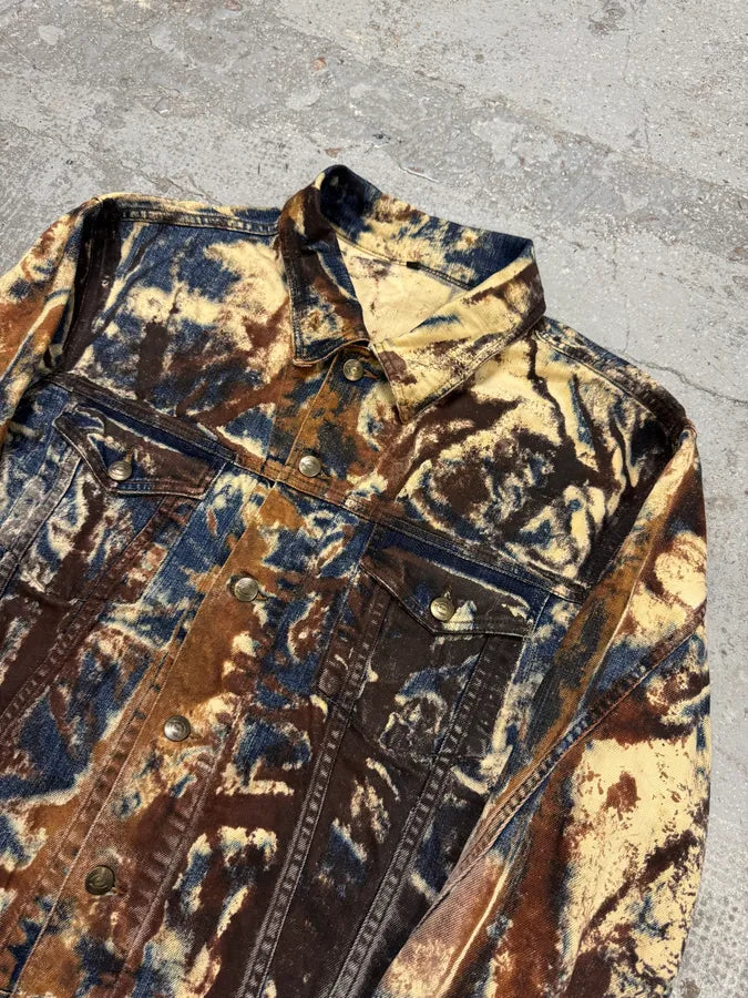 2000s Cavalli Blue & Brown Eroded Rust Denim Jacket GfTtvJG 7