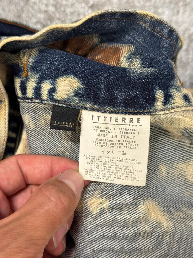 2000s Cavalli Blue & Brown Eroded Rust Denim Jacket GfTtvJG 9