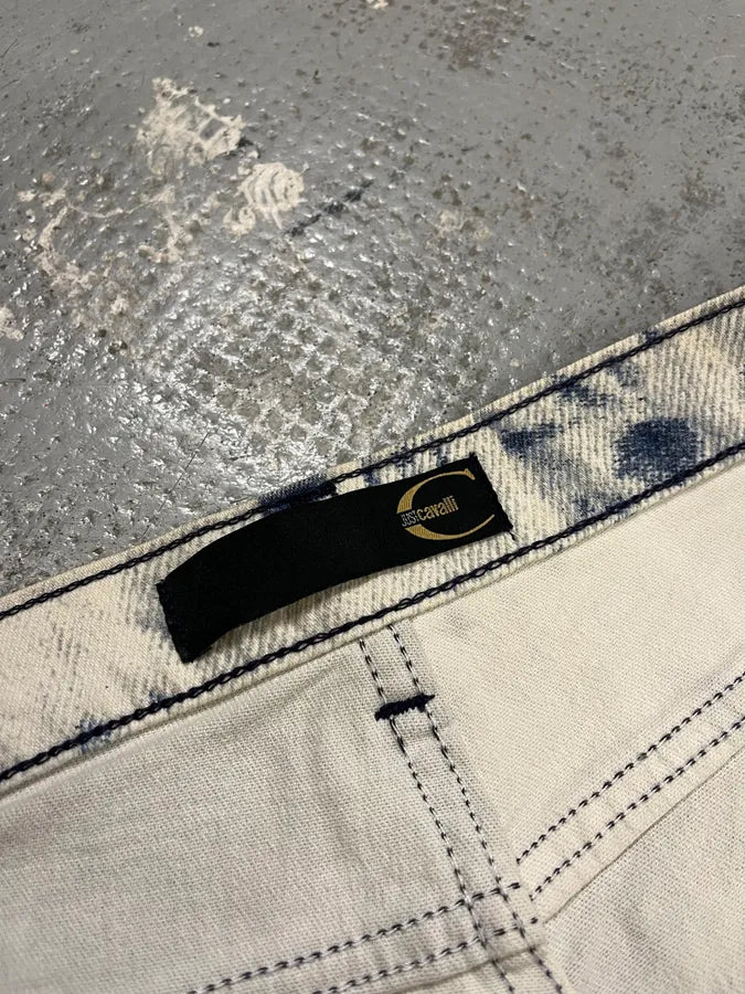 2000s Cavalli Blue & White Trompe L’oeil Denim Jeans vRVvjYo 11