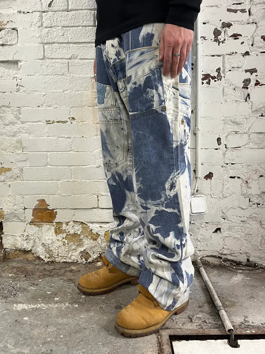 2000s Cavalli Blue & White Trompe L’oeil Denim Jeans vRVvjYo 2