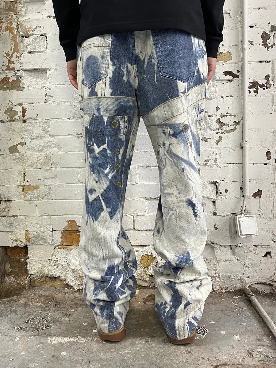 2000s Cavalli Blue & White Trompe L’oeil Denim Jeans vRVvjYo 3
