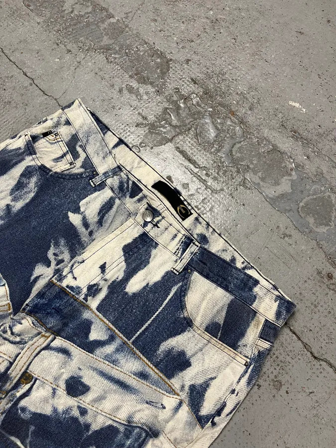 2000s Cavalli Blue & White Trompe L’oeil Denim Jeans vRVvjYo 5
