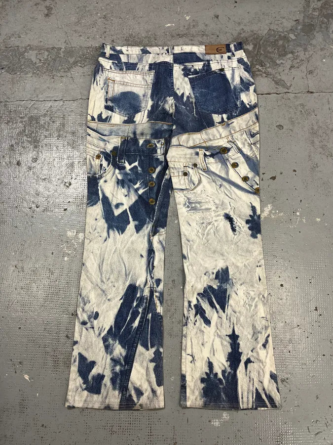 2000s Cavalli Blue & White Trompe L’oeil Denim Jeans vRVvjYo 7