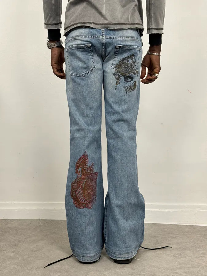 SS2007 Cavalli Blue Arabic Influence Denim Jeans fMIZPXs 3