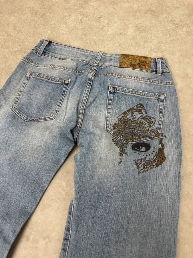 SS2007 Cavalli Blue Arabic Influence Denim Jeans fMIZPXs 6