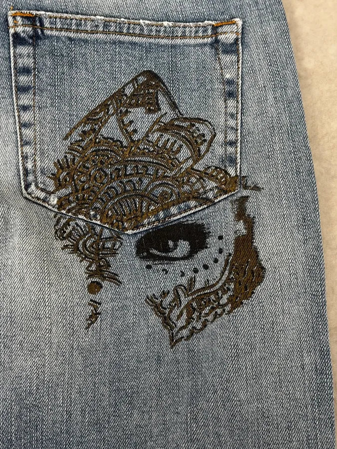 SS2007 Cavalli Blue Arabic Influence Denim Jeans fMIZPXs 8