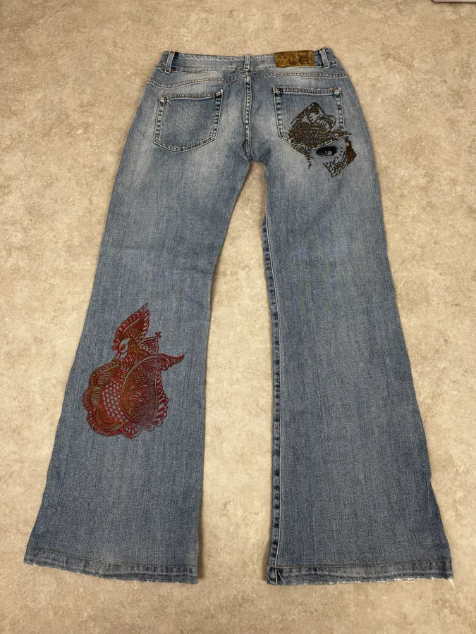 SS2007 Cavalli Blue Arabic Influence Denim Jeans fMIZPXs 4