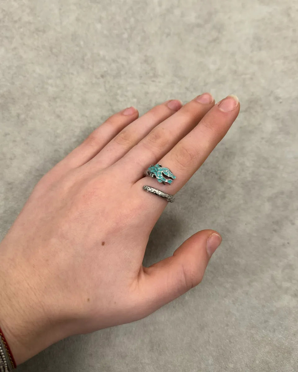 2000s Cavalli Blue Asian Dragon Metal Ring DAOUWCy 0