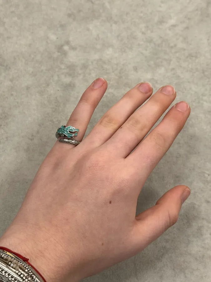 2000s Cavalli Blue Asian Dragon Metal Ring jBiDmnq 1