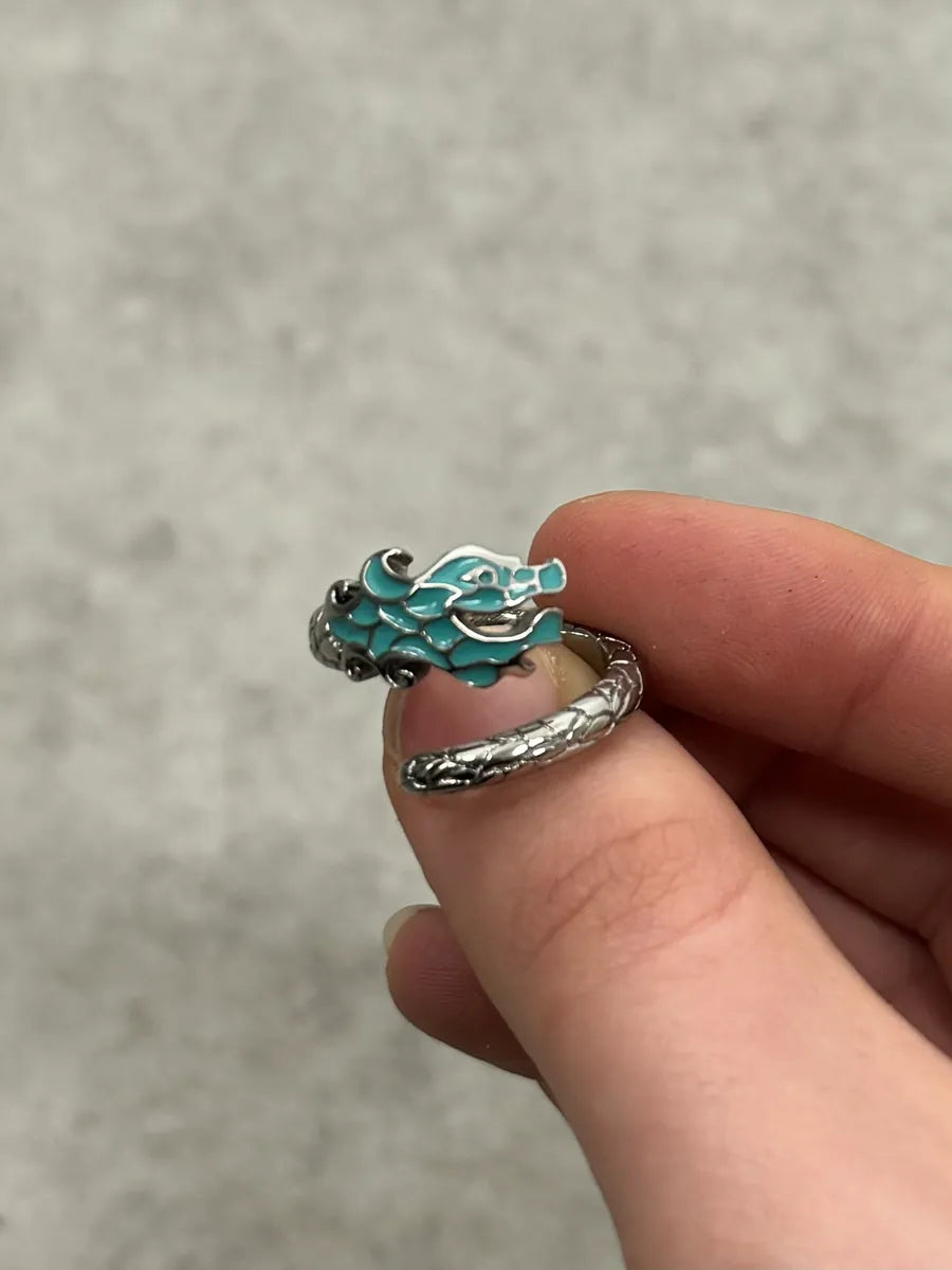 2000s Cavalli Blue Asian Dragon Metal Ring DAOUWCy 2