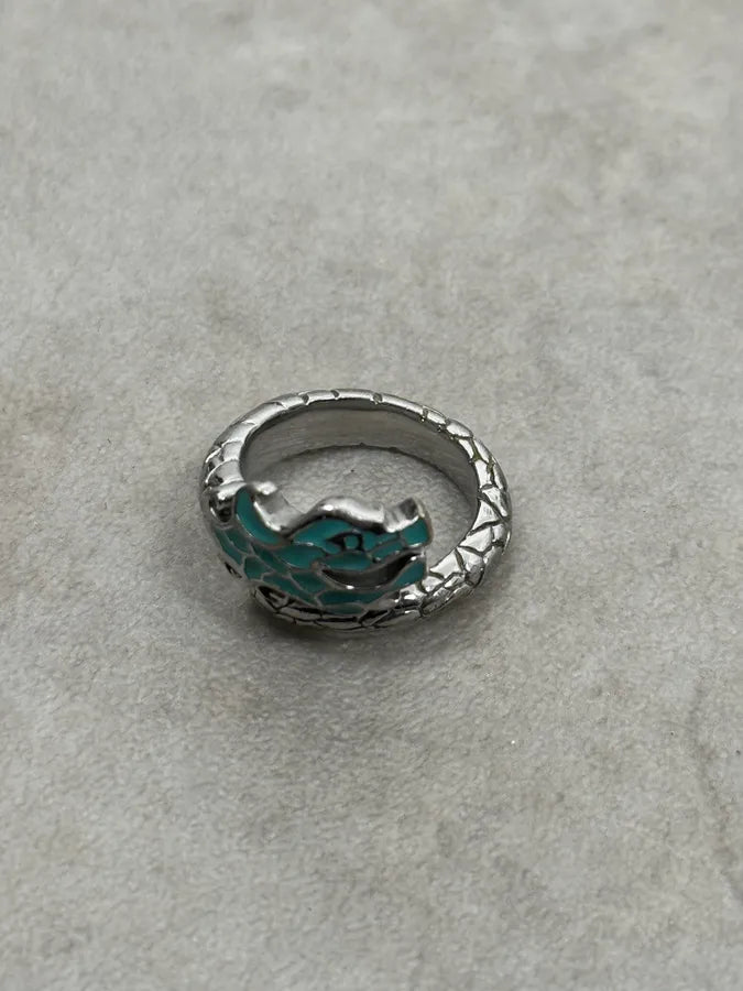 2000s Cavalli Blue Asian Dragon Metal Ring jBiDmnq 1