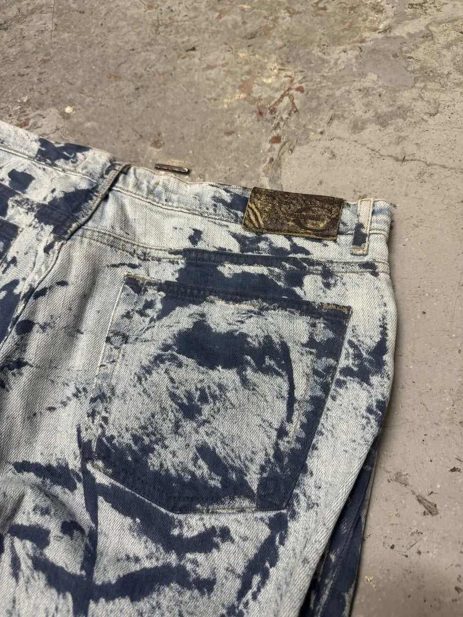 2000s Cavalli Blue Blurred Denim Jeans dRYaREe 5