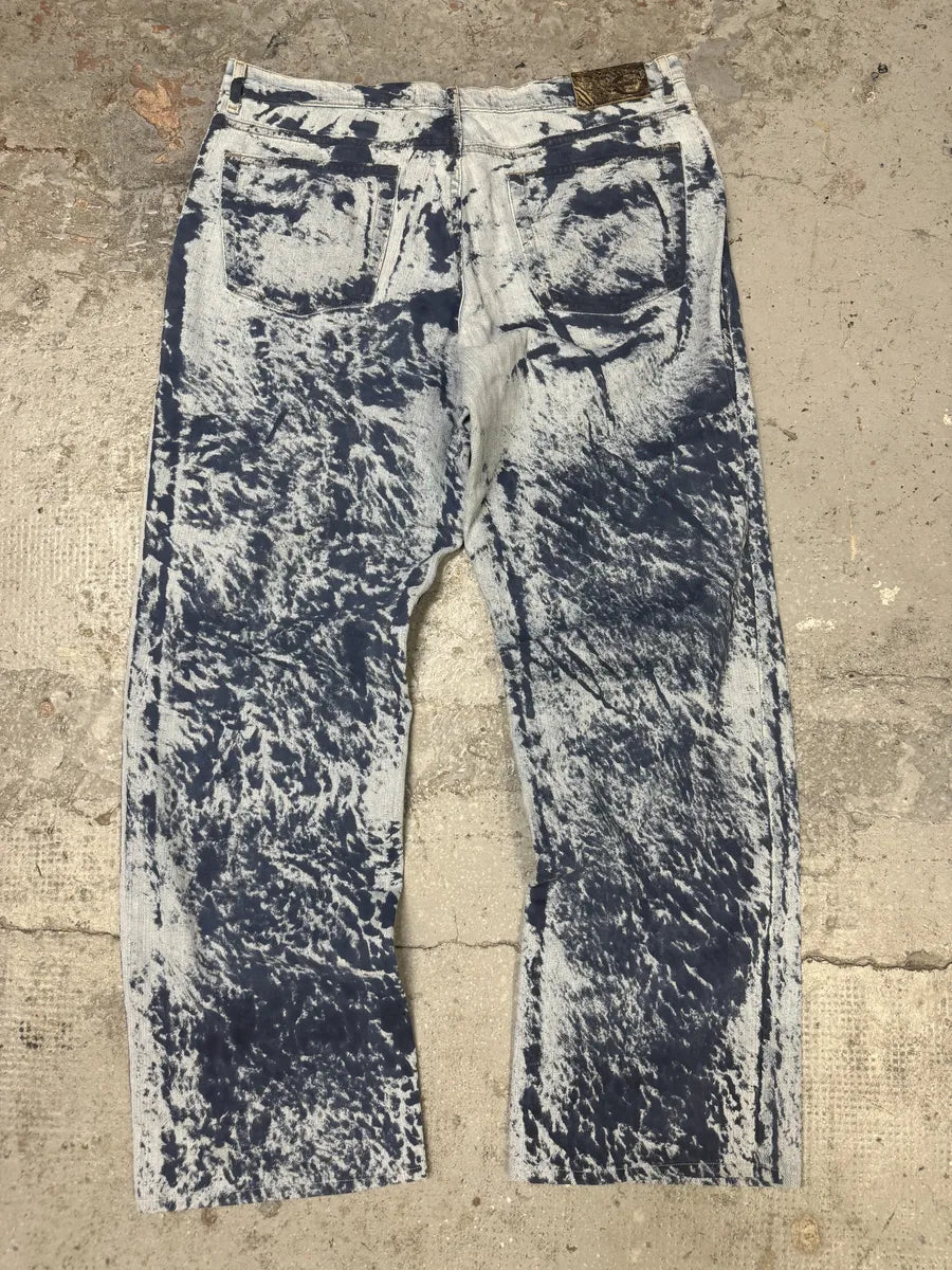 2000s Cavalli Blue Blurred Denim Jeans dRYaREe 7