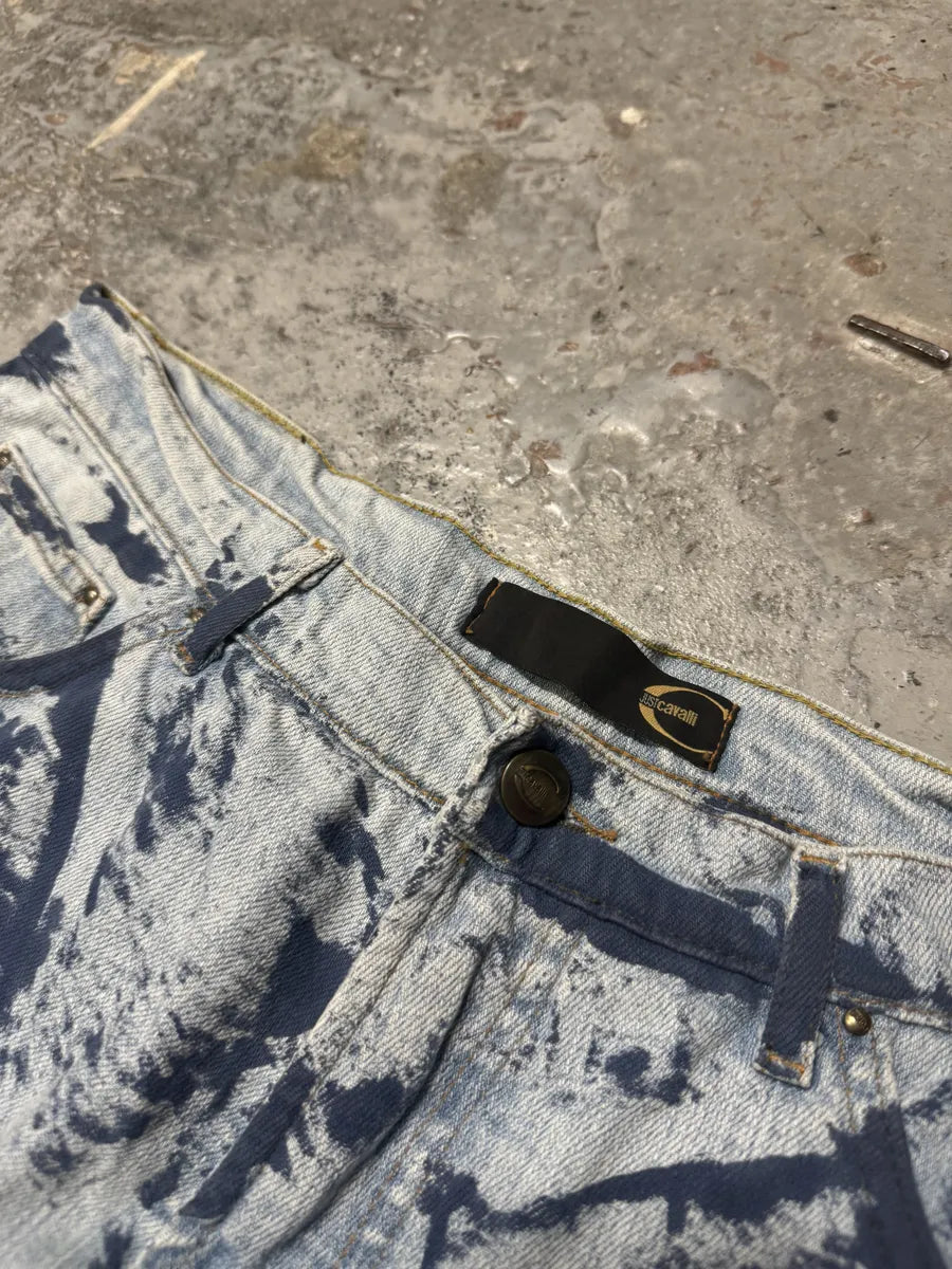 2000s Cavalli Blue Blurred Denim Jeans dRYaREe 9