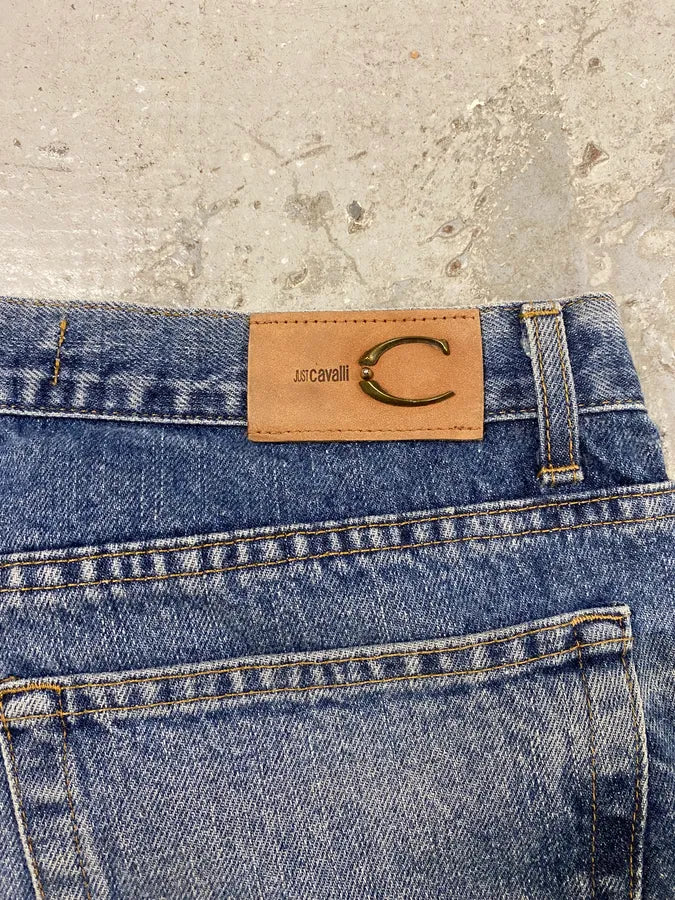 2000s Cavalli Blue Denim Faded Jeans (S/M) 4