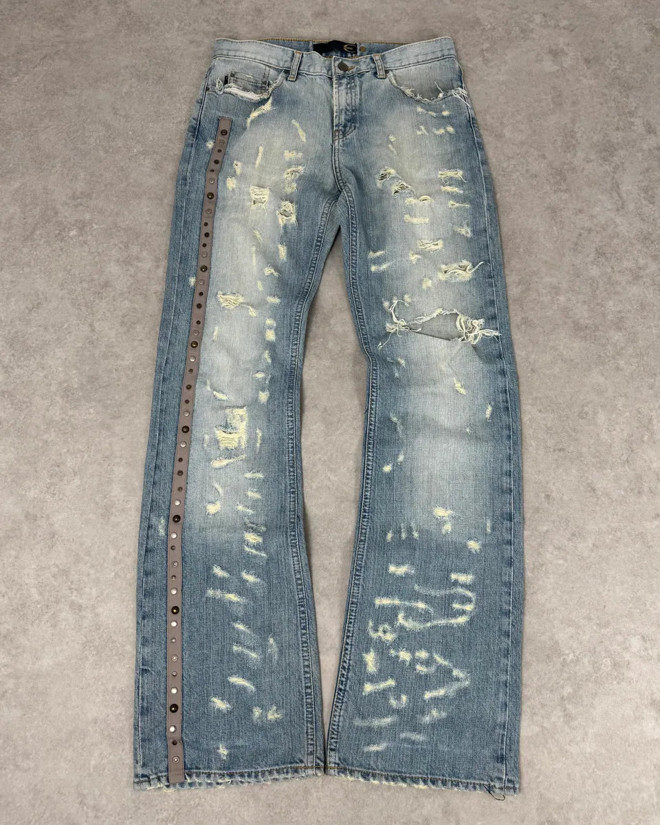 AW2005 Cavalli Blue Distressed Studded Denim Jeans rxkAKhg 0