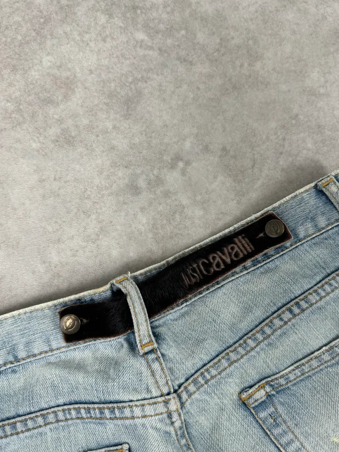 AW2005 Cavalli Blue Distressed Studded Denim Jeans rxkAKhg 10