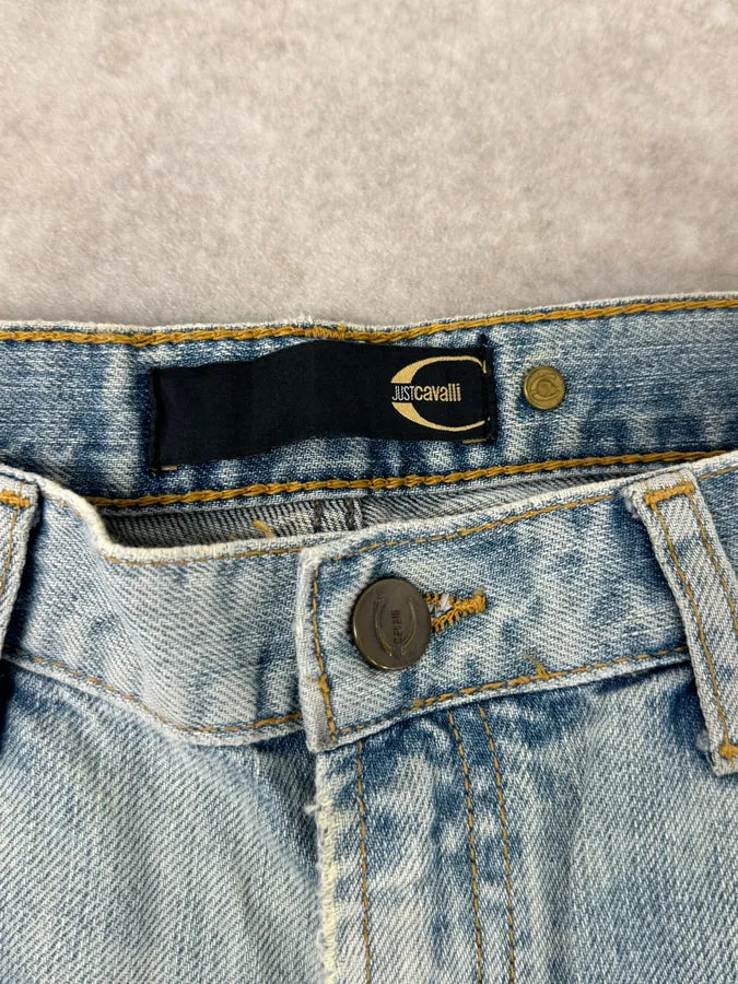 AW2005 Cavalli Blue Distressed Studded Denim Jeans rxkAKhg 11