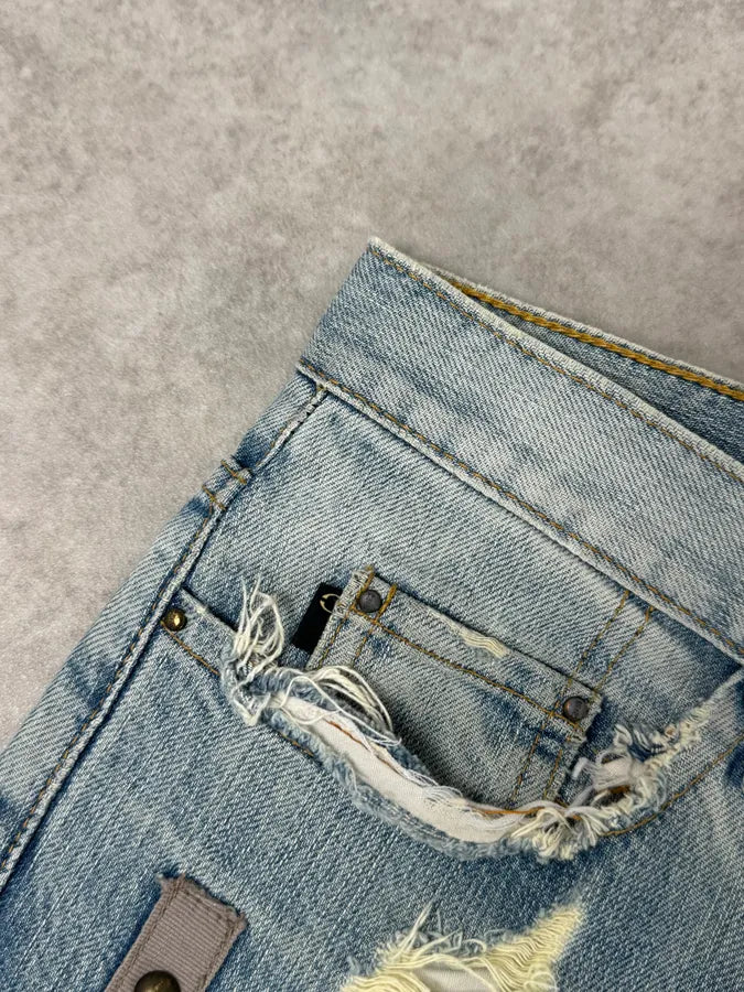 AW2005 Cavalli Blue Distressed Studded Denim Jeans rxkAKhg 12