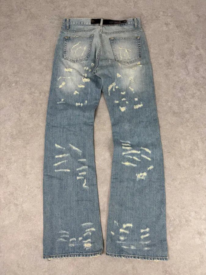 AW2005 Cavalli Blue Distressed Studded Denim Jeans rxkAKhg 7