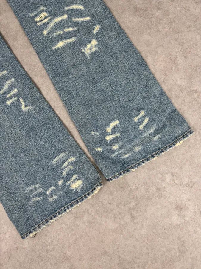 AW2005 Cavalli Blue Distressed Studded Denim Jeans rxkAKhg 9