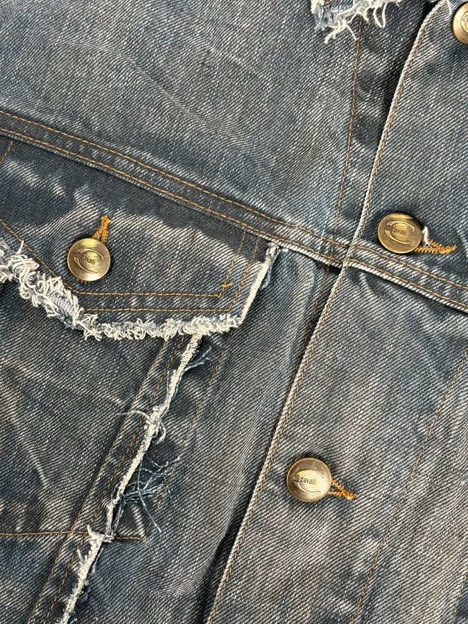 AW2003 Cavalli Blue Eroded Denim Rebel Jacket hYzEmZY 8
