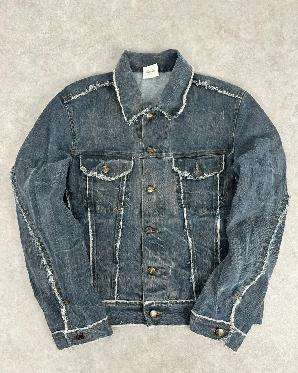 AW2003 Cavalli Blue Eroded Denim Rebel Jacket hYzEmZY 0