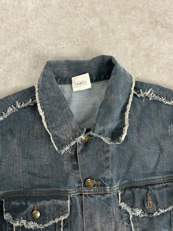 AW2003 Cavalli Blue Eroded Denim Rebel Jacket hYzEmZY 3