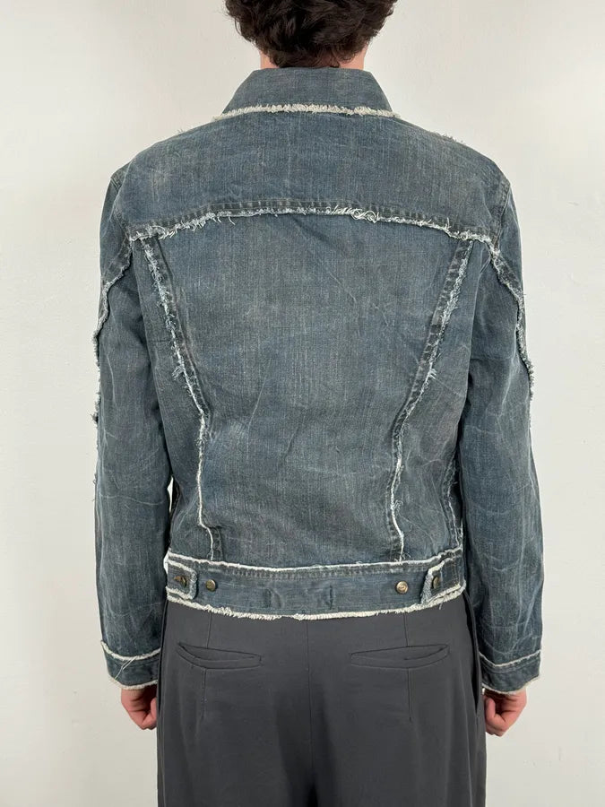 AW2003 Cavalli Blue Eroded Denim Rebel Jacket hYzEmZY 2