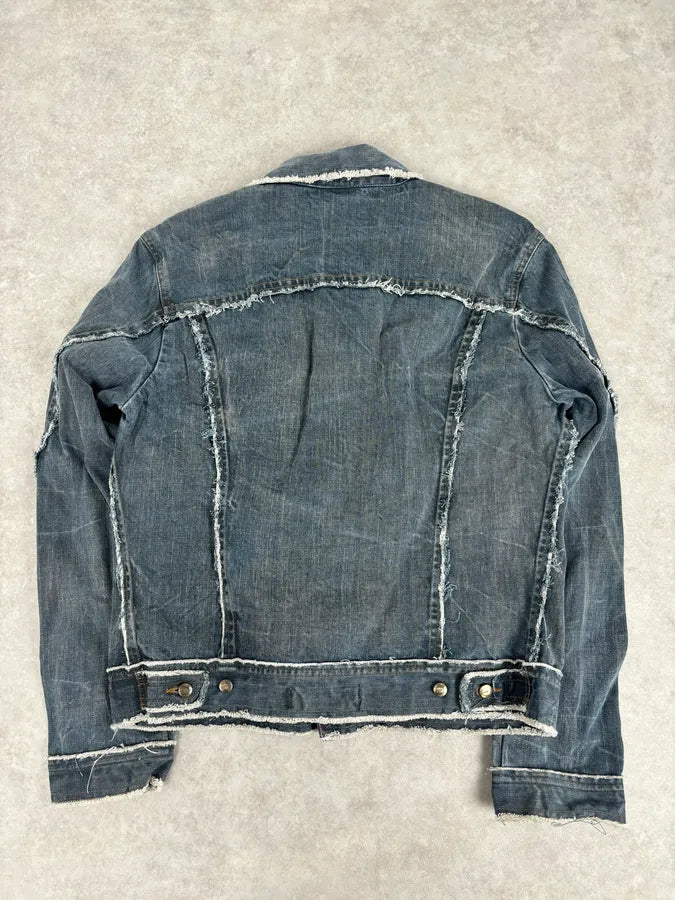 AW2003 Cavalli Blue Eroded Denim Rebel Jacket hYzEmZY 4