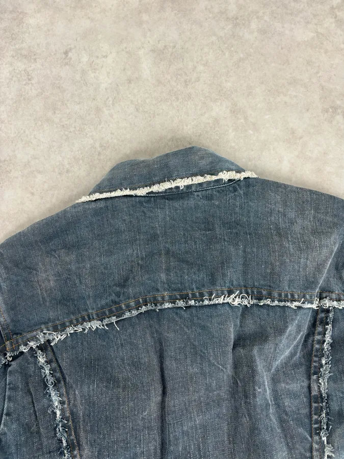 AW2003 Cavalli Blue Eroded Denim Rebel Jacket hYzEmZY 5